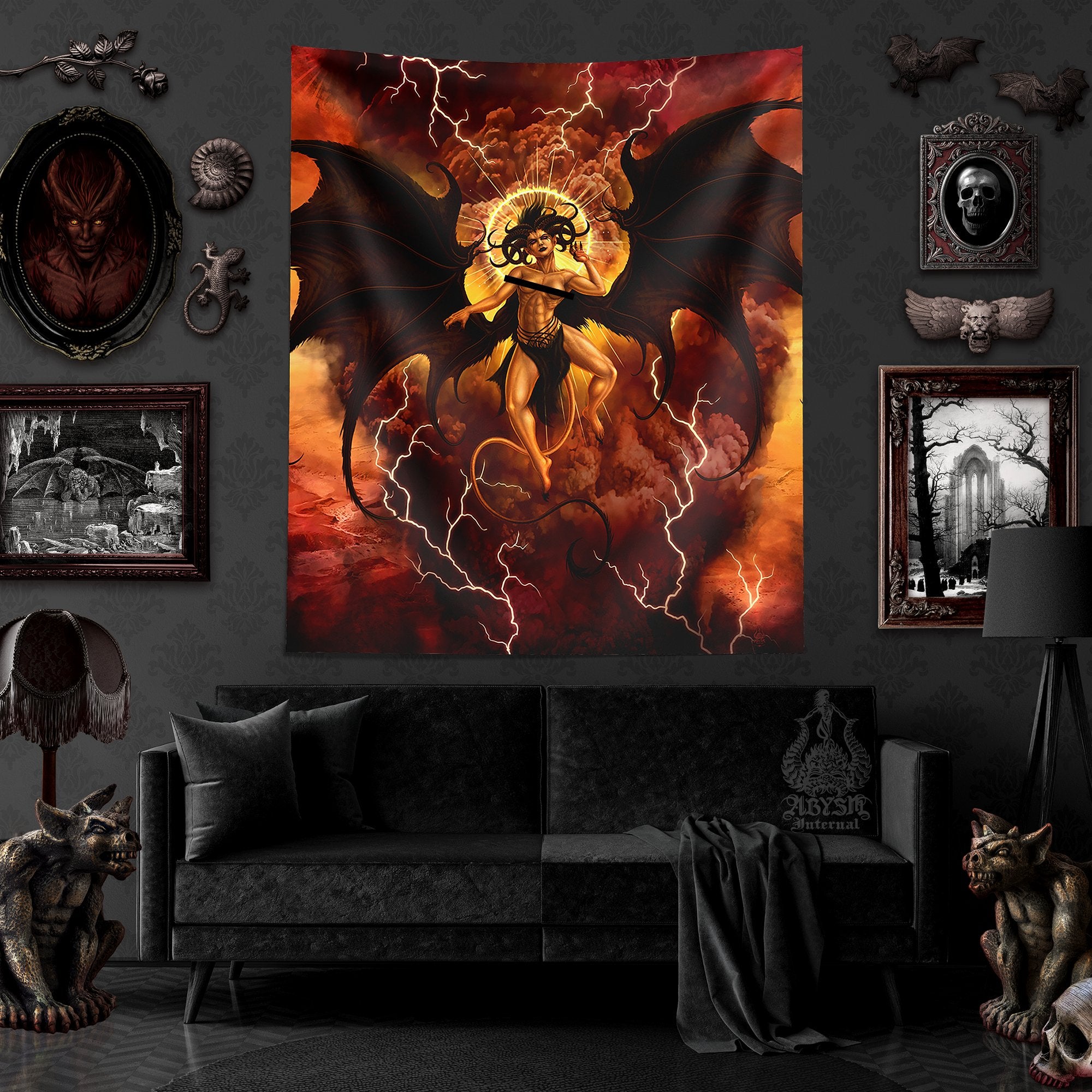 Lilith Tapestry, Satanic Wall Print, Dark and Erotic Fantasy Decor, Sexy  Demoness - Nude, Semi, Clothed, 3 versions