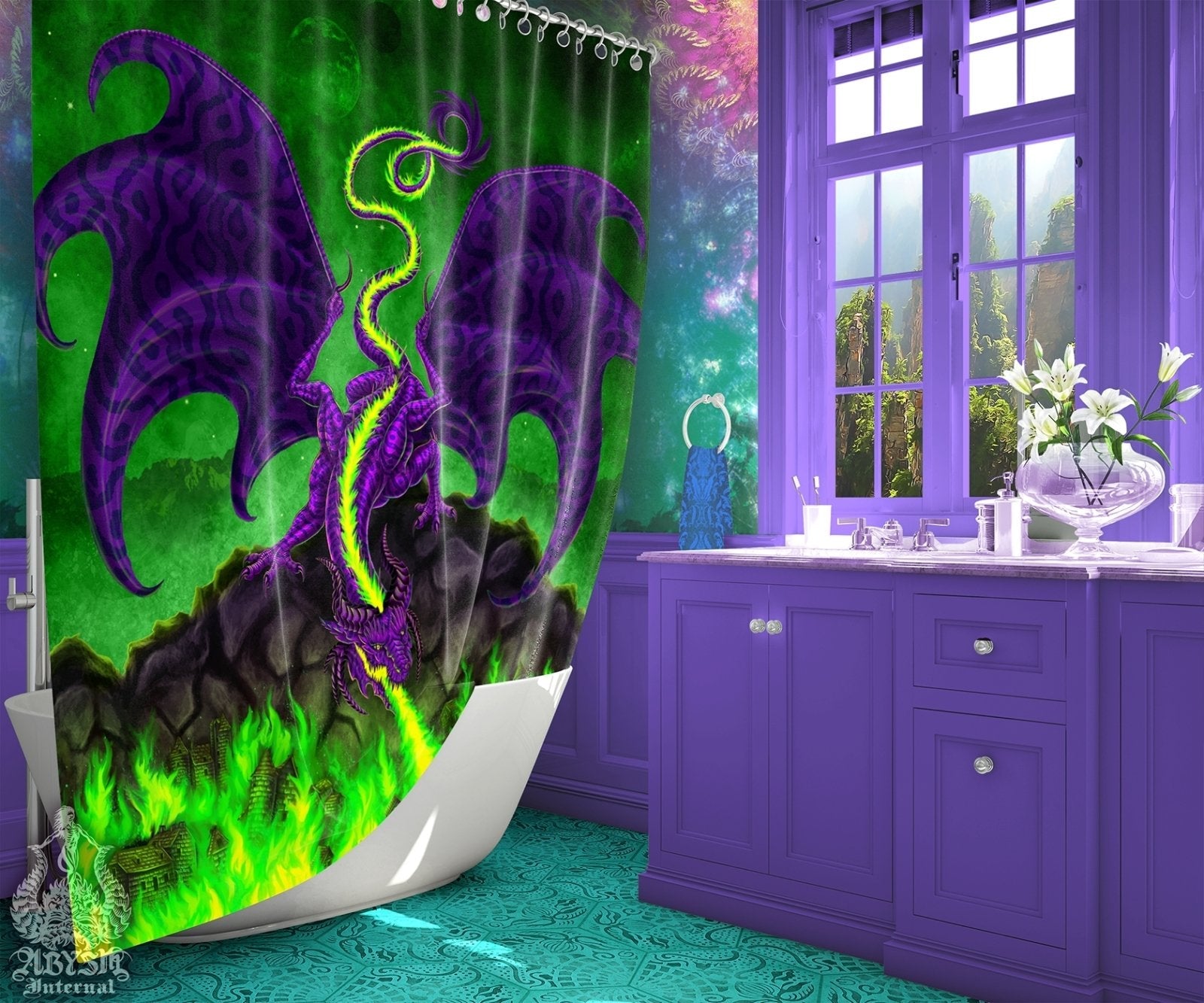 Cayenne / Shower Curtain / Bathroom Decor / Bathroom Art / Dragon outlets Art / Dragon Decor / Fantasy Art / Baby Dragon