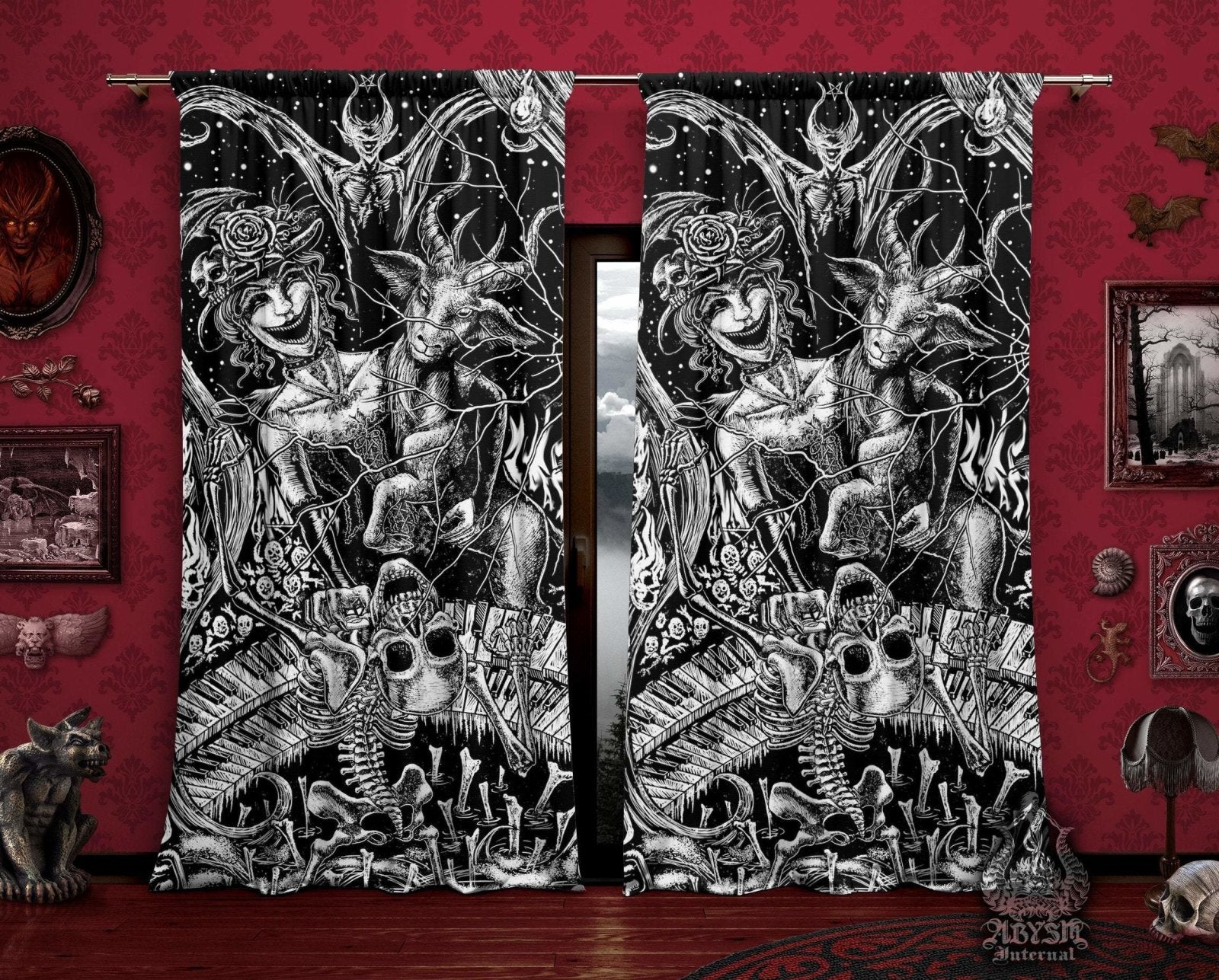Erotic Curtains, 50x84' Printed Window Panels, Demon, Dark Art Print, Satanic  Decor - Nude Lilith