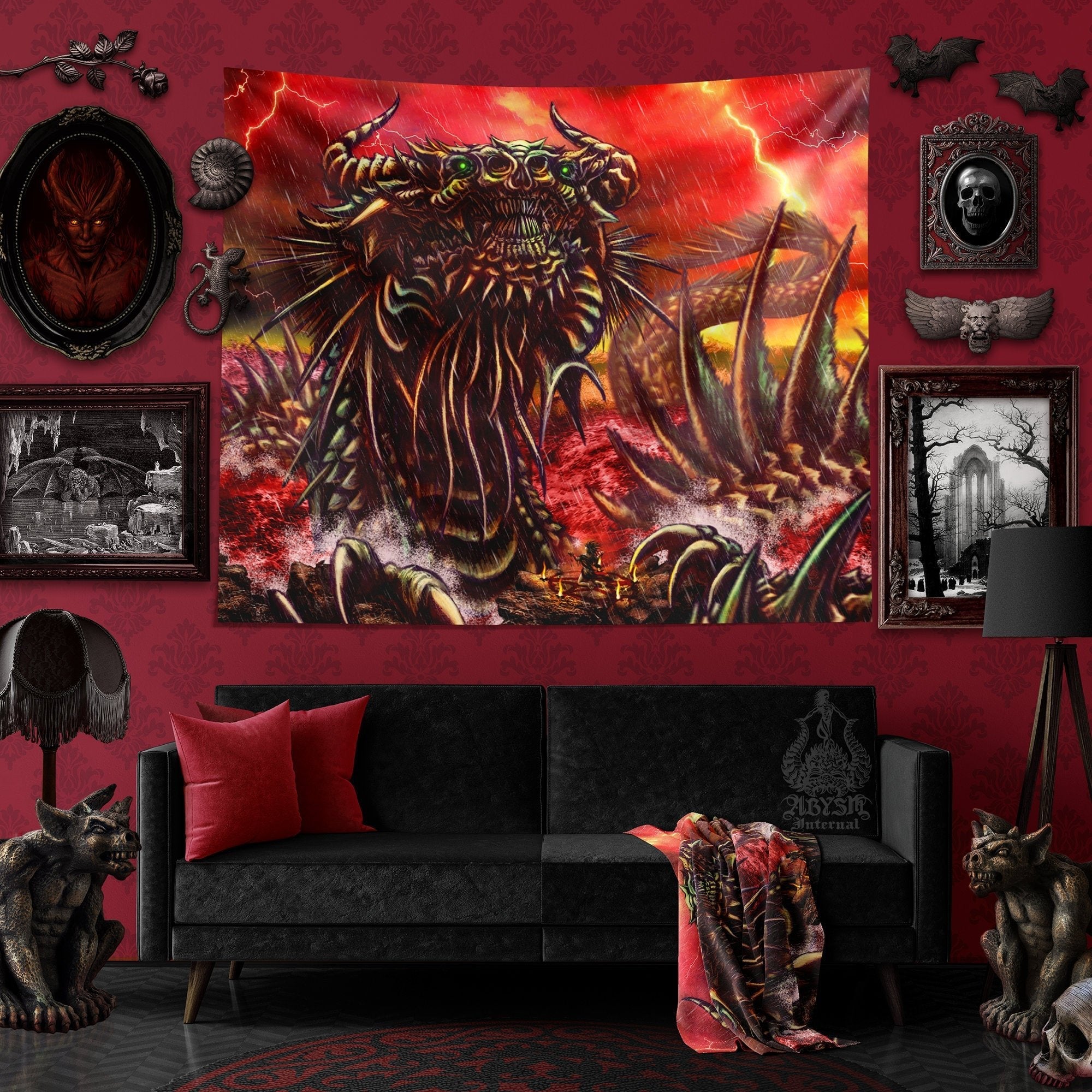 Red Dragon Fantasy hole in the Wall Art Sticker Quality Bedroom Decal Print