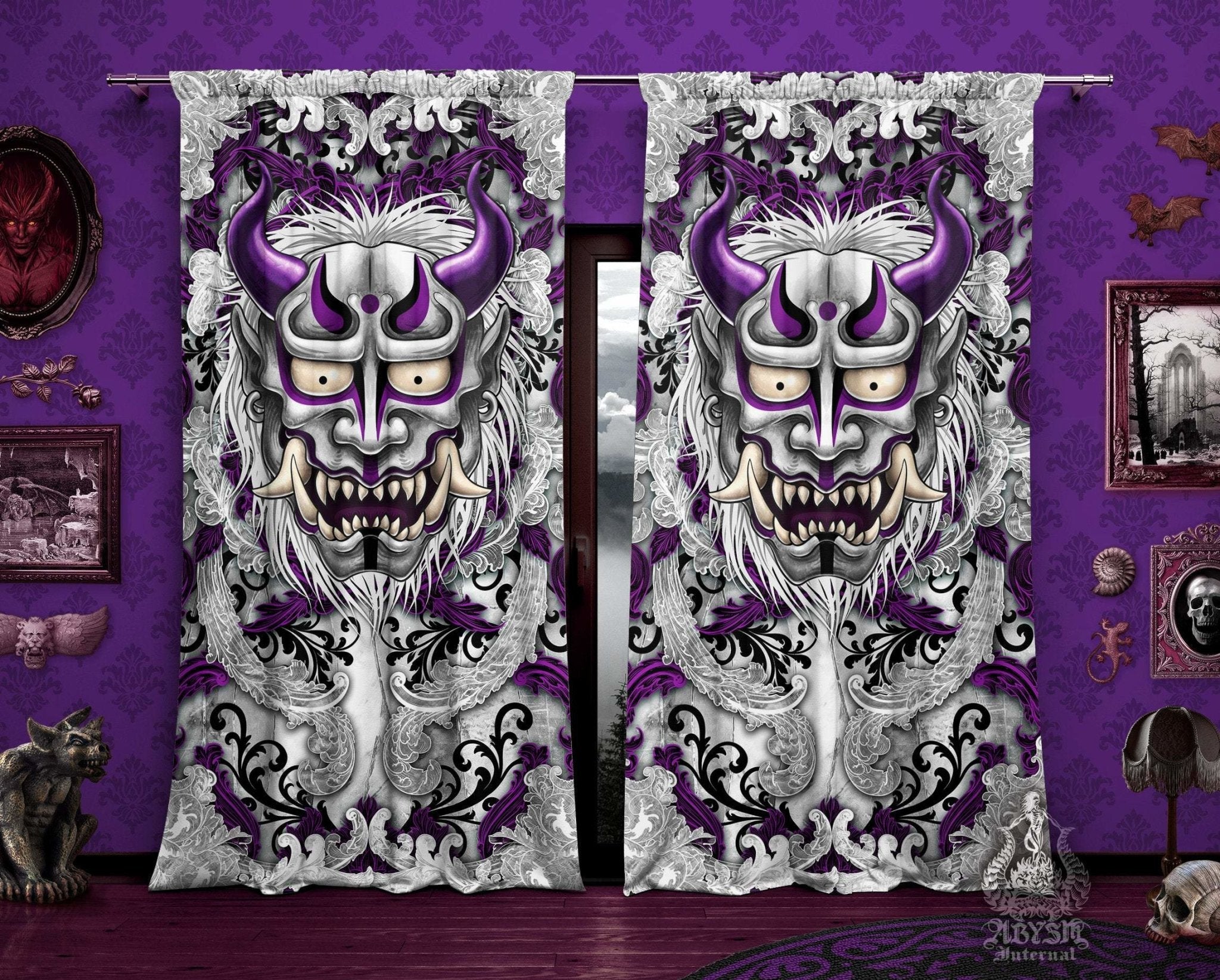 Oni Curtains 50x84 Printed Window Panels Japanese Demon Fantasy Room Decor Art Print 1107