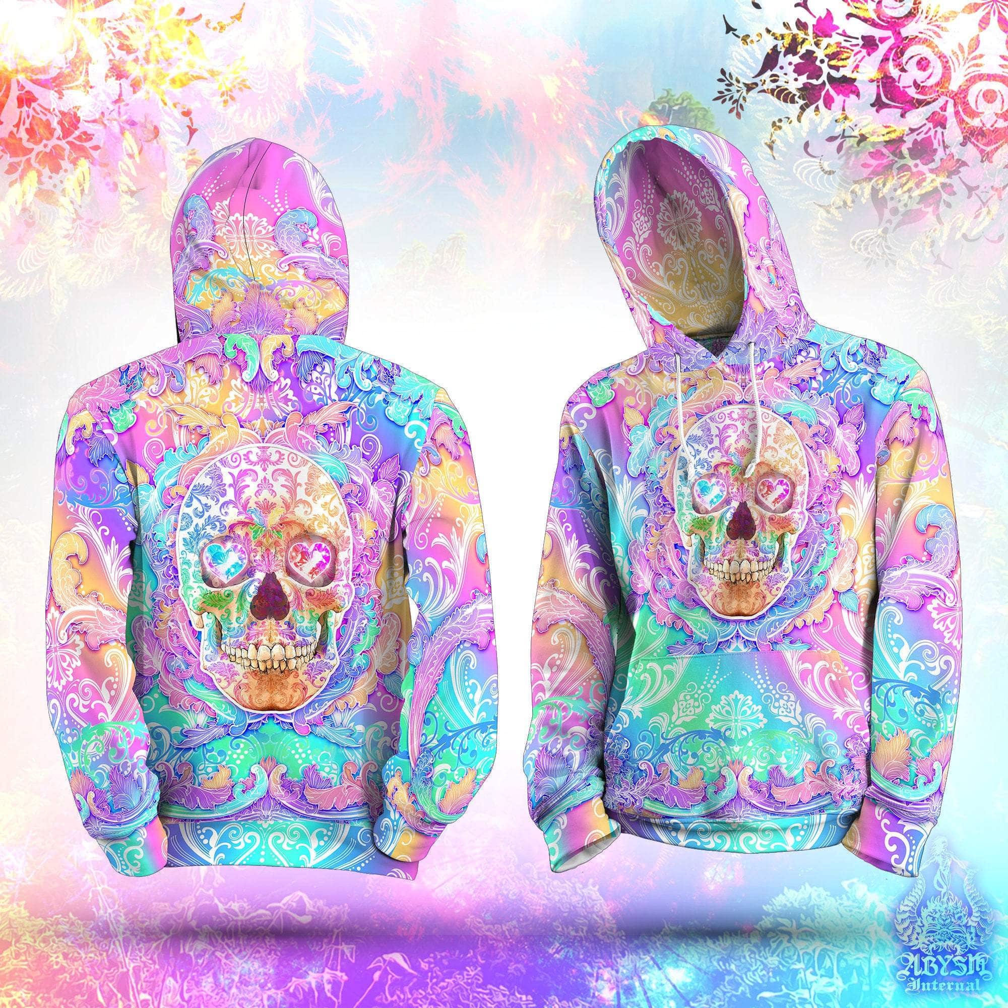 Oversized Bleach Tie Dye Skull Graphic Hoodie