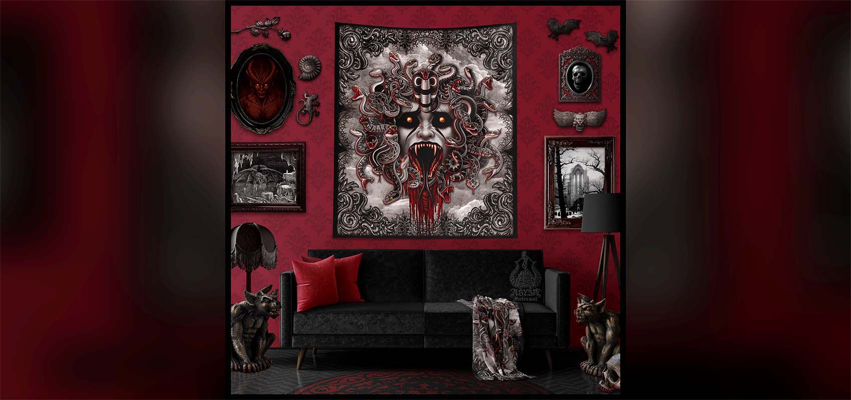 Lilith Tapestry, Demon Vertical Art Print, Satanic Vertical Art Print,  Fantasy Decor - Clothed