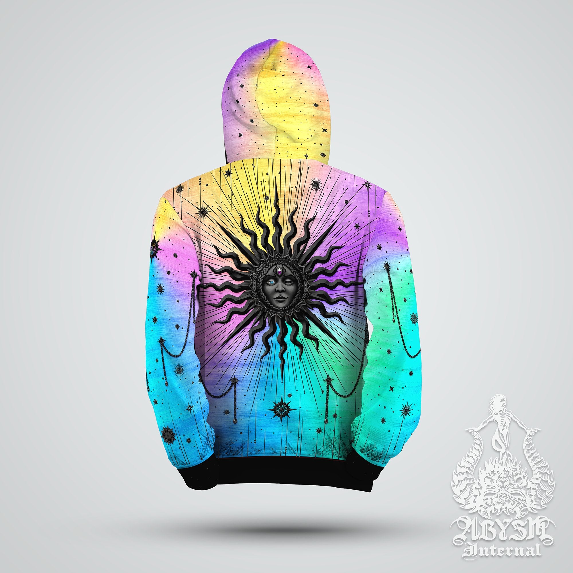 Popular Sauriêl People Sun Organic 100% Cotton Hoody | Unisex | Boho | Festival | Trippy | Psychedelic | Celestial | Cosmic | Eco