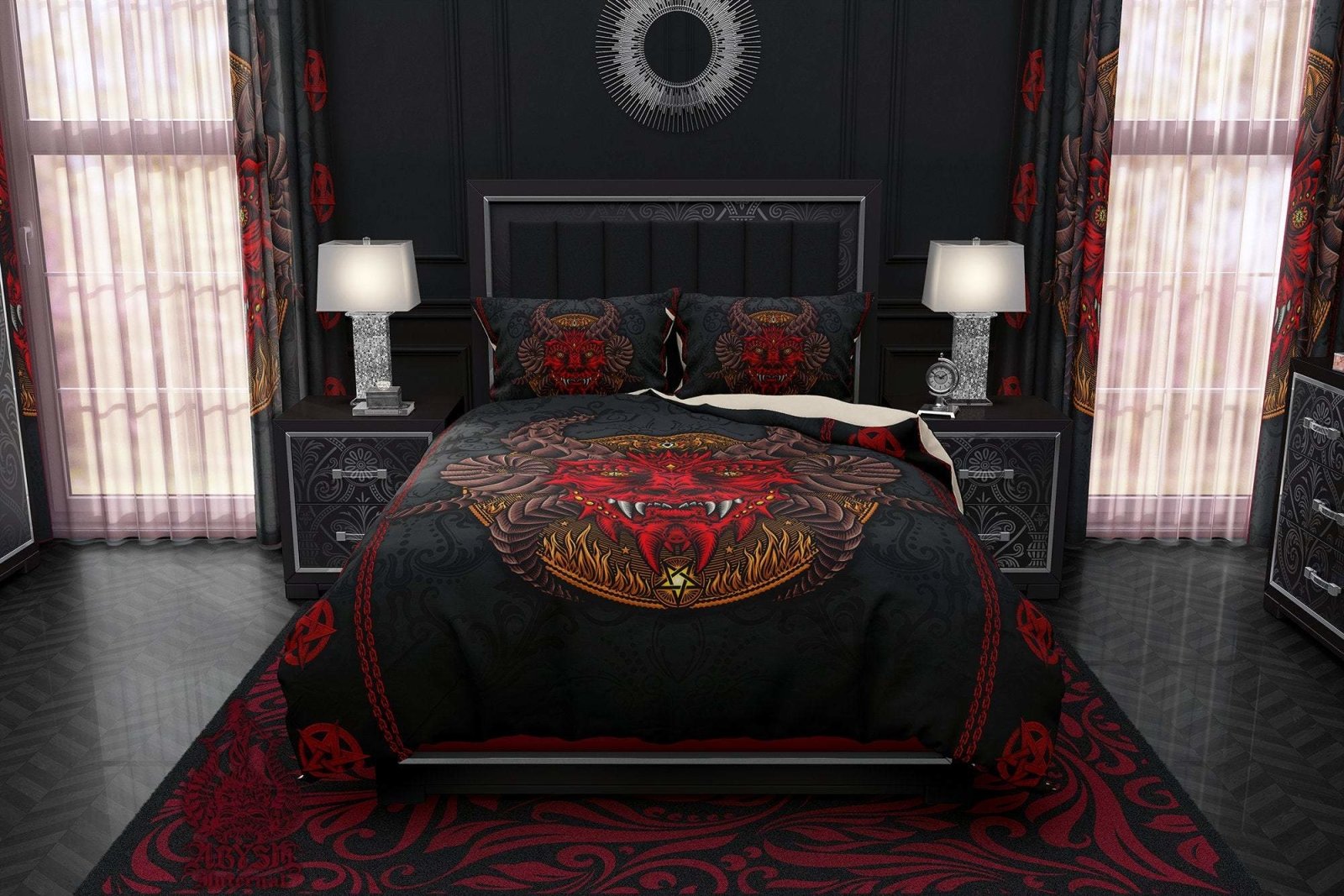 Demon Bedding Set, Comforter and Duvet, Satanic Bed Cover, Alternative Bedroom Decor, King, Queen and Twin Size - Devil - Abysm Internal