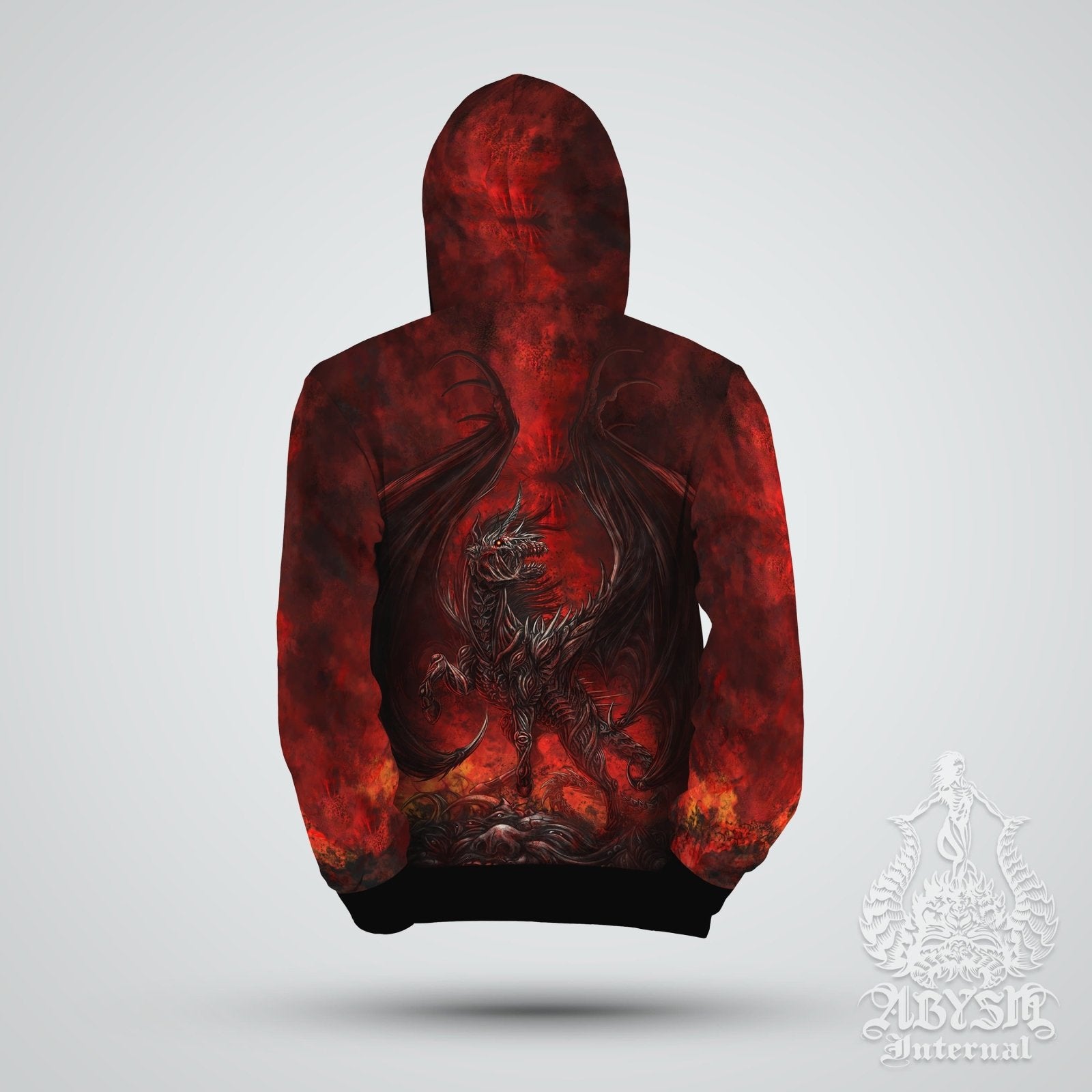 Demons and angels red online and black split hoodie