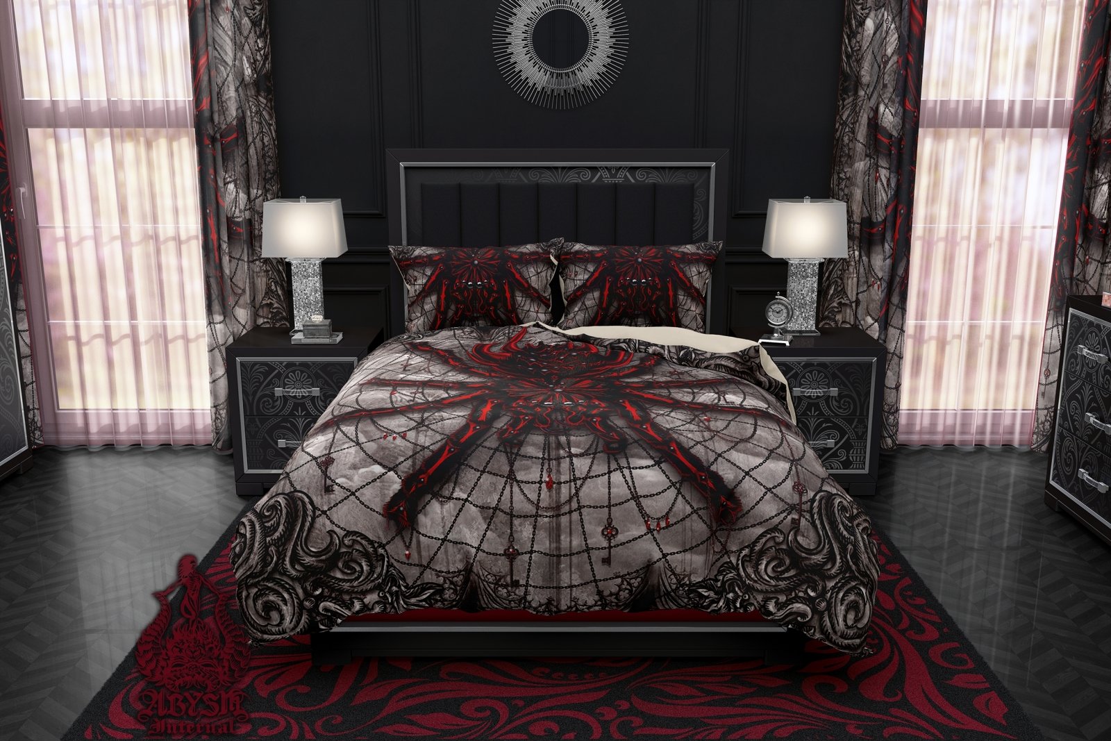 Gothic Bed Cover, Duvet or Comforter, Horror Bedding Set, Goth
