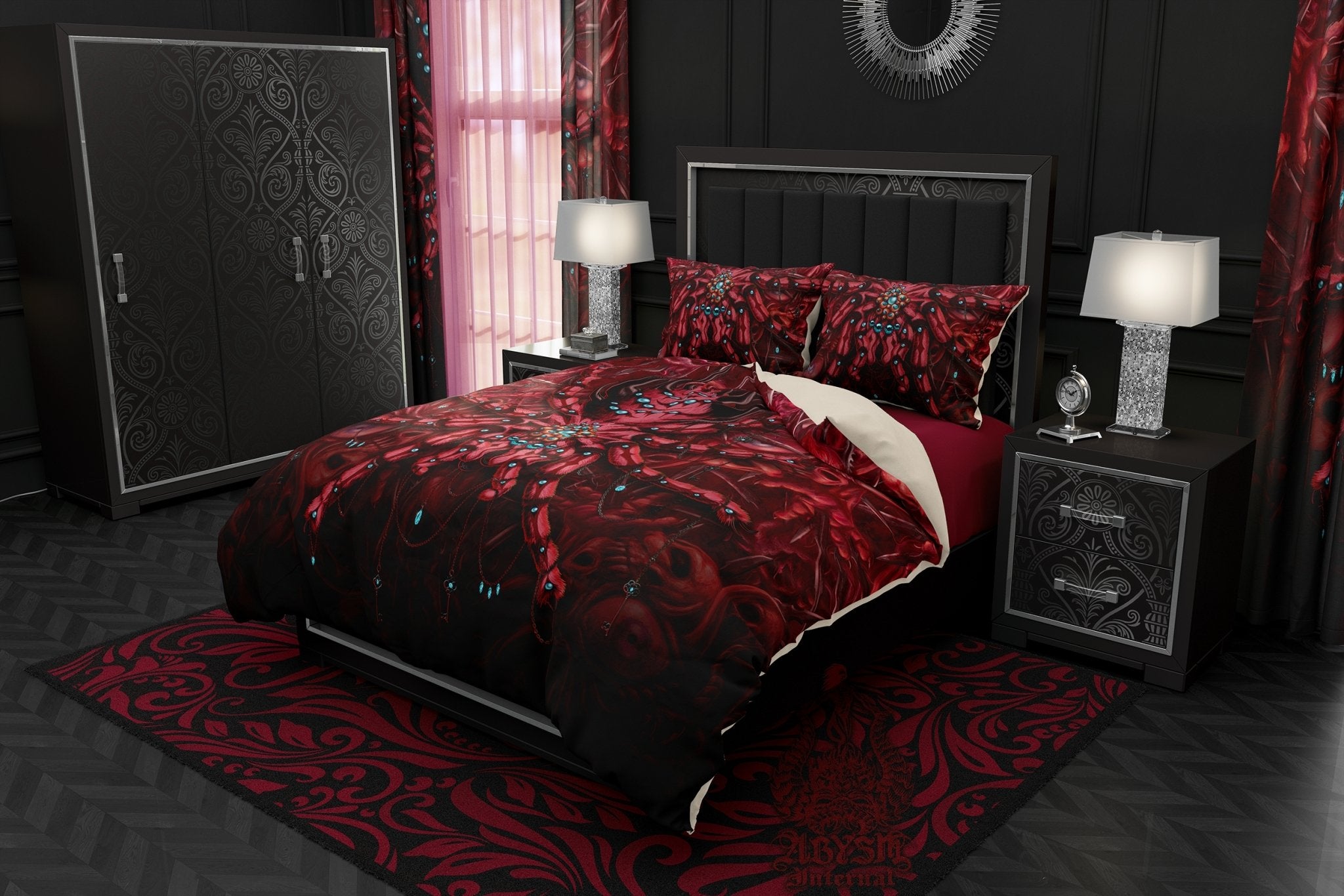 Horror Bedding Set, Comforter and Duvet, Bed Cover and Bedroom Decor, King, Queen and Twin Size - Tarantula Spider, Gore and Blood Monster - Abysm Internal