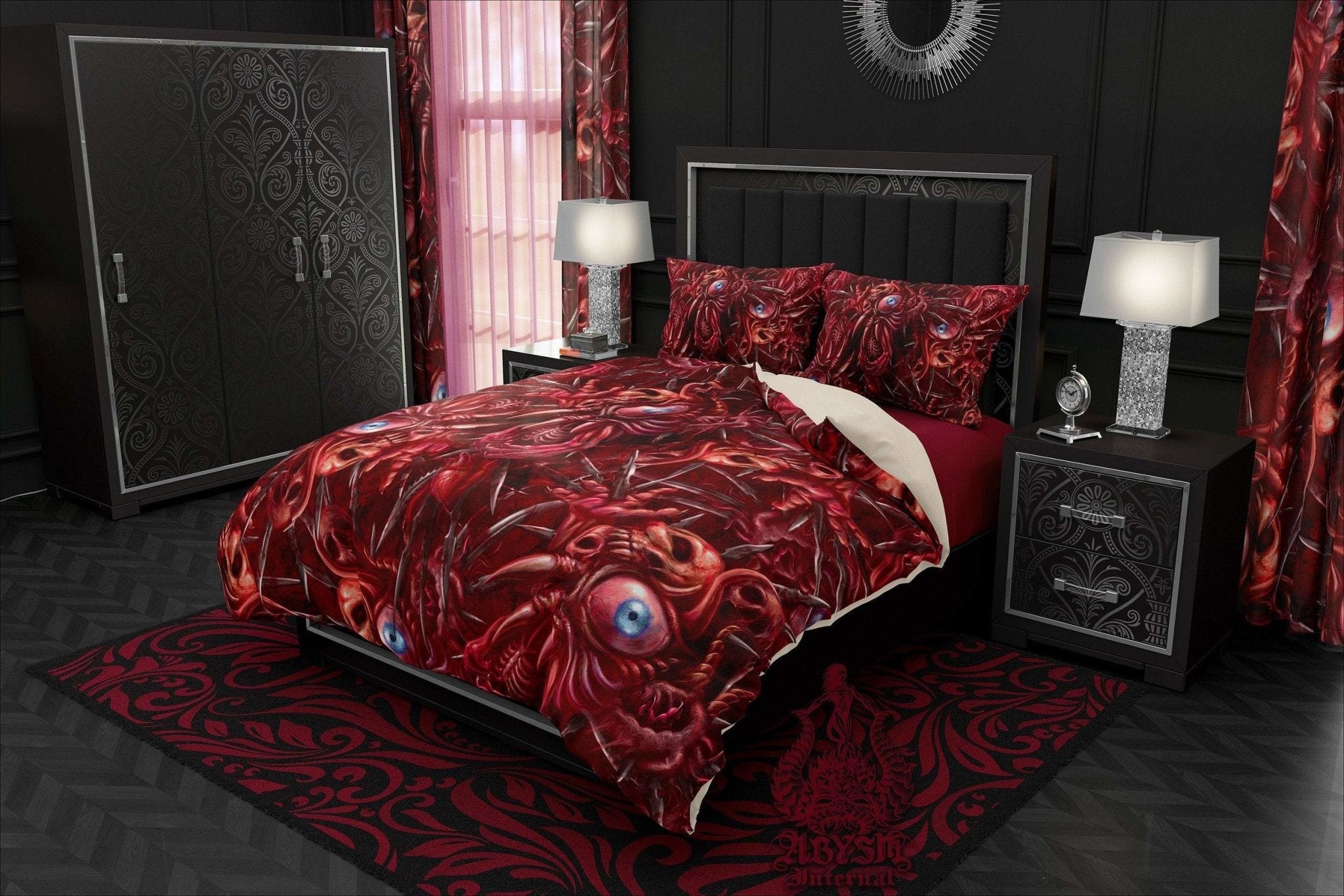Horror Bedding Set, Comforter or Duvet, Halloween Bed Cover, Bedroom Decor,  King, Queen & Twin Size - Gore and Blood Cross