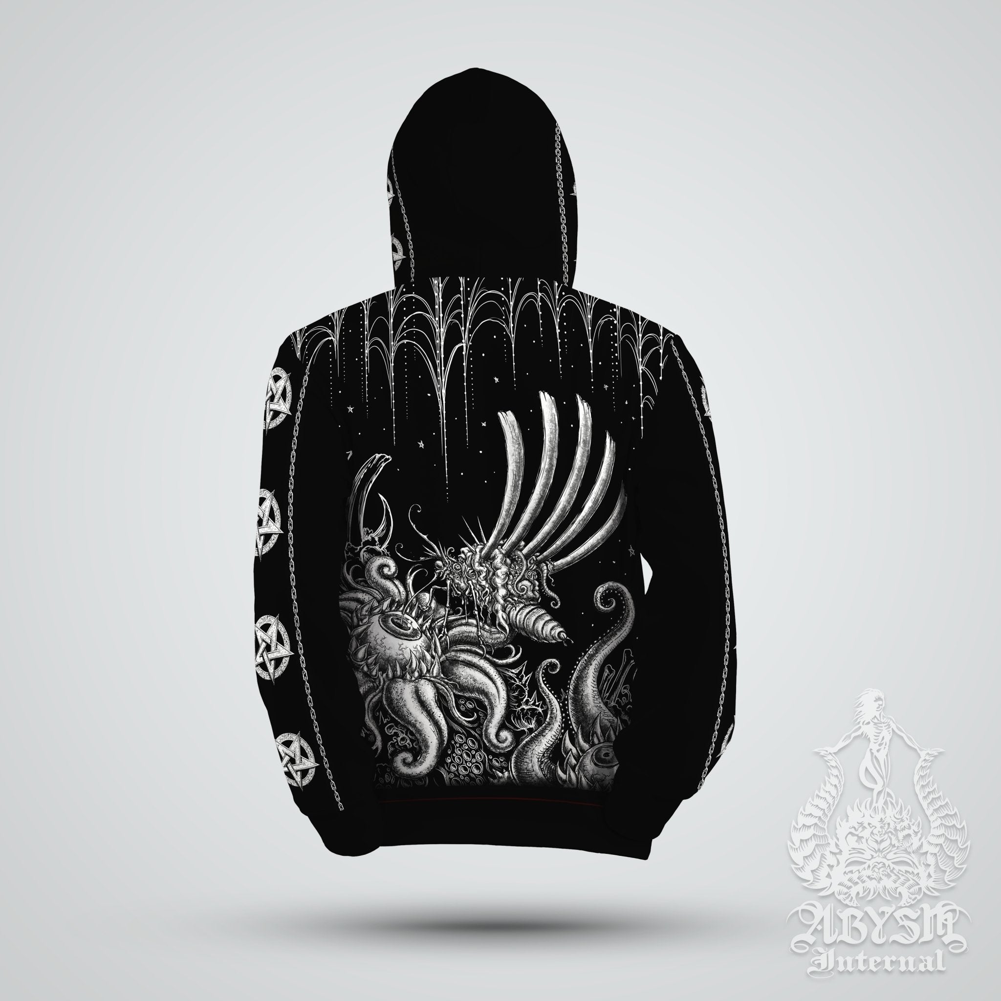 All horror hoodie fashion black and white