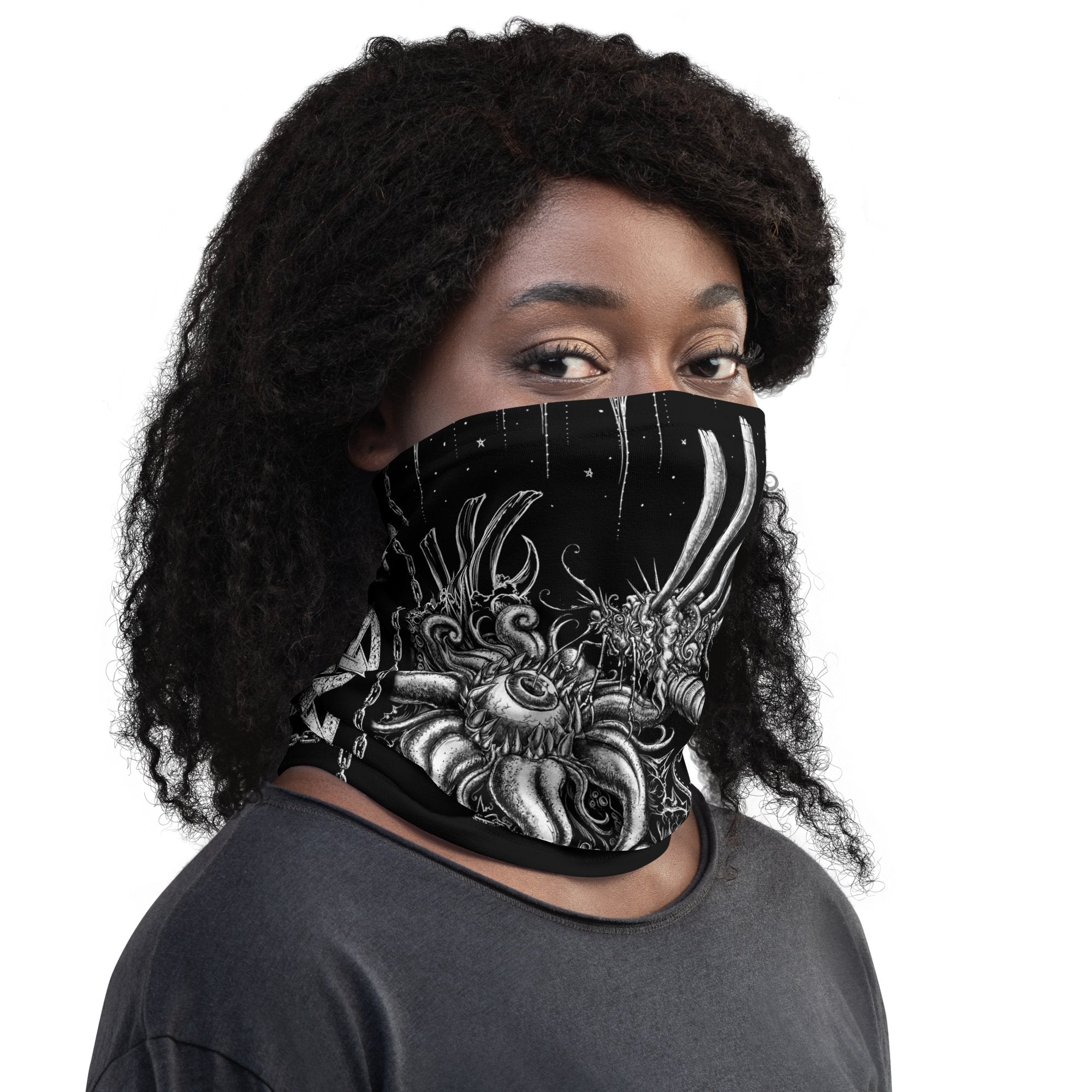 Horror Neck Gaiter, Face Mask, Head Covering, Gothic Hell, Street Outfit - Bloodfly - Abysm Internal