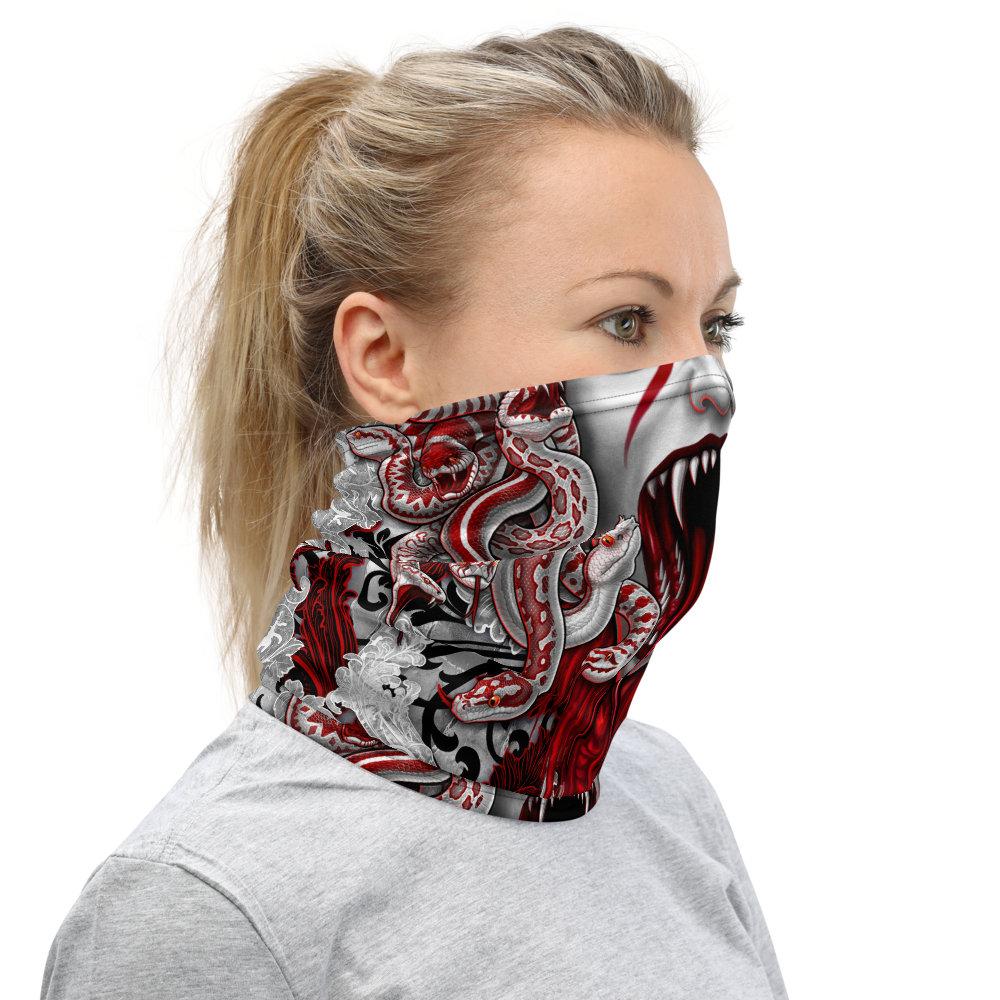 Medusa Neck Gaiter, Face Mask, Head Covering, Snakes Headband, Skull, Gothic, Horror Outfit - Bloody, 4 Face Options - Abysm Internal