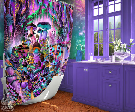 Magic mushroom shower curtain, 71