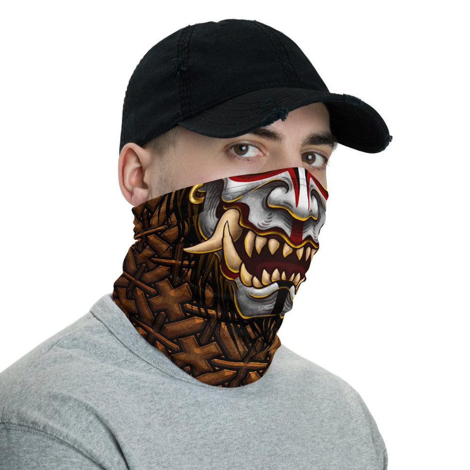 Oni Neck Gaiter, Face Mask, Printed Head Covering, Japanese Demon ...