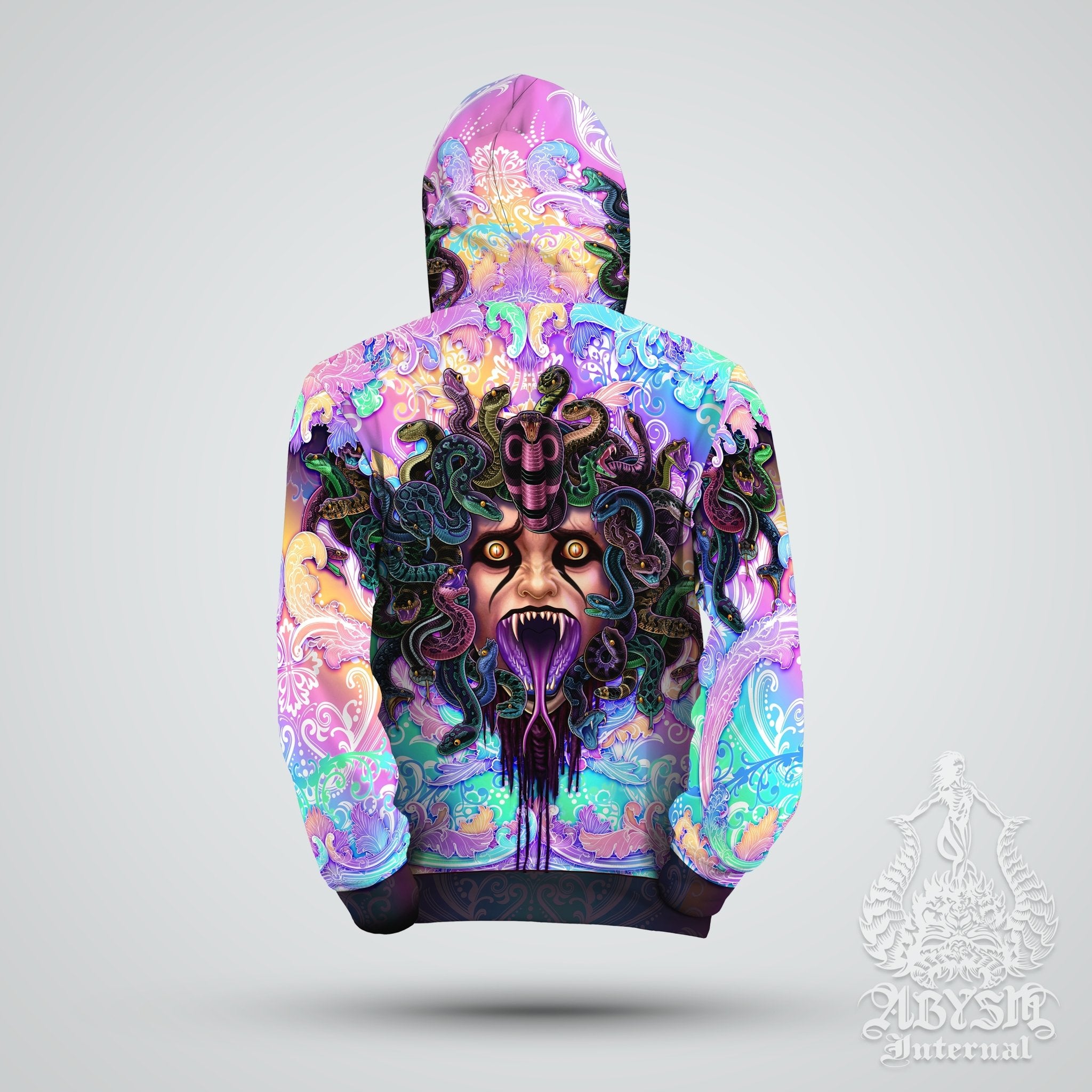 Psychedelic Sweater Aesthetic Streetwear Trippy Pullover Rave Outfit Festival Hoodie Pastel Punk Black Clothing Unisex Medusa Abysm Internal