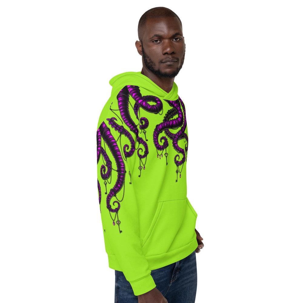 Green Hoodie, Trippy Pullover, Psychedelic Streetwear, Rave Outfit