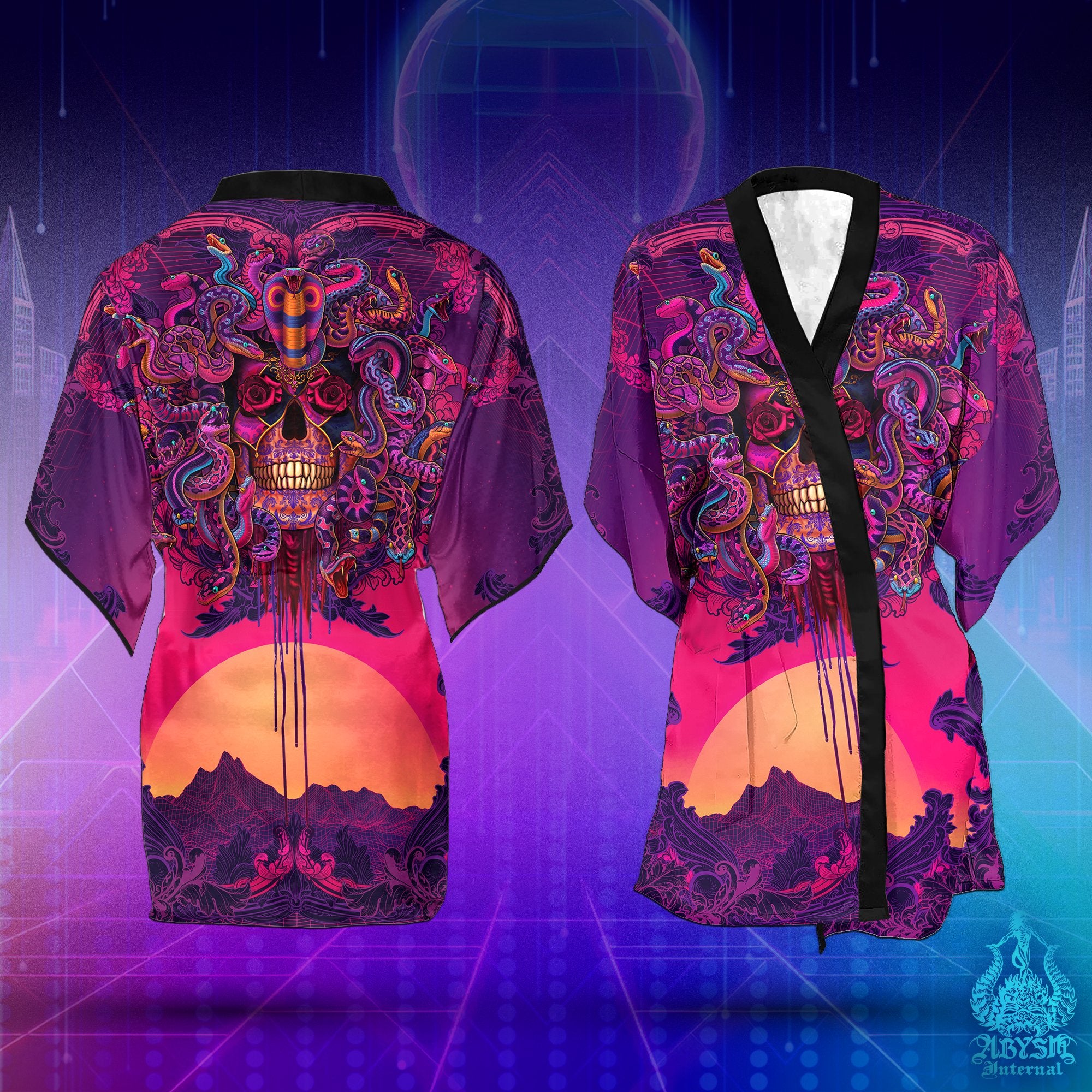 NEON FLOWERS FLUORESCENT Kimono, Festival Kimono, Festival Outfit, Rave Kimono, Halloween hot Costume, Fluorescent Clothing, Pink Neon Kimono