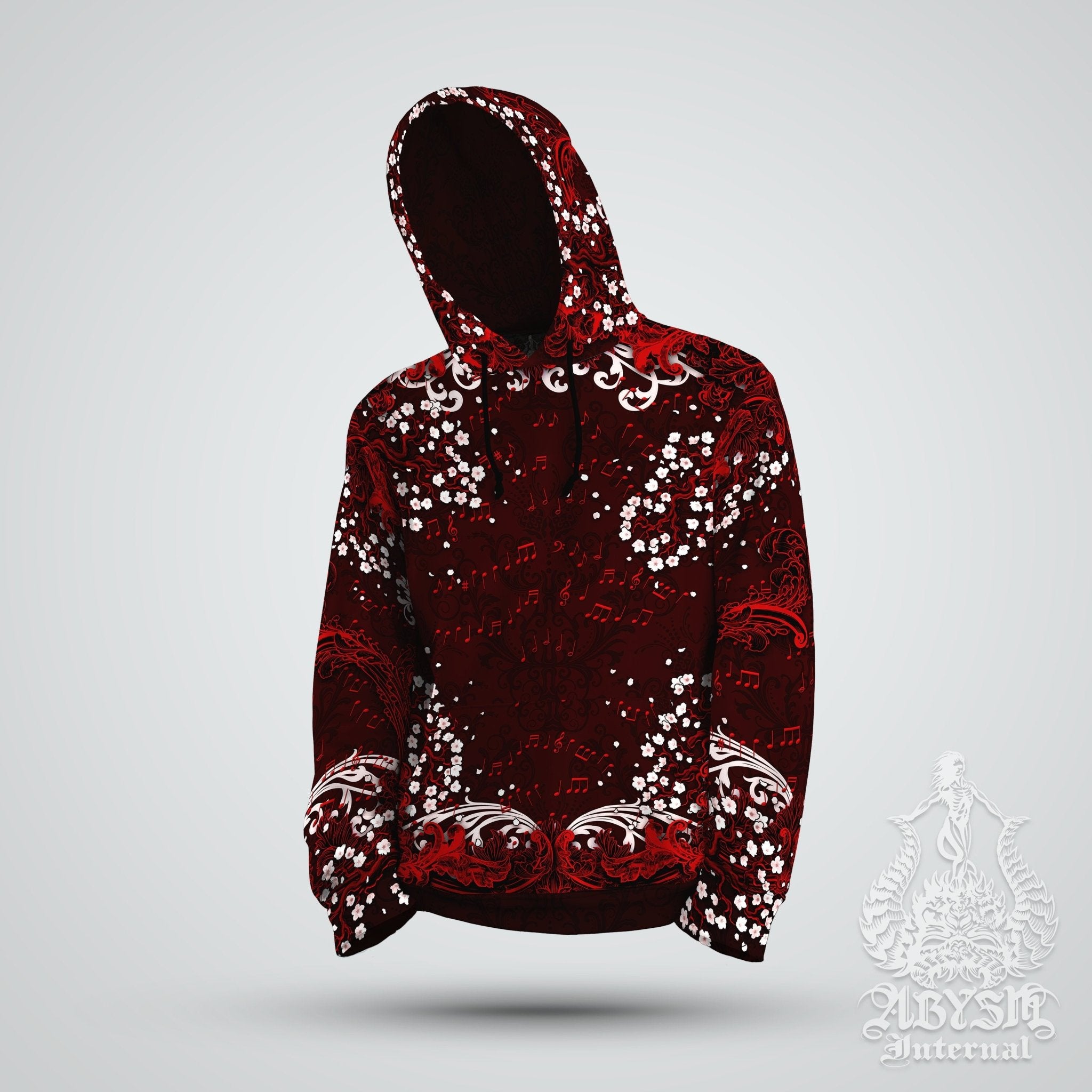 Red Dragon Hoodie, Hip Hop Outfit, Goth Music Festival Sweater