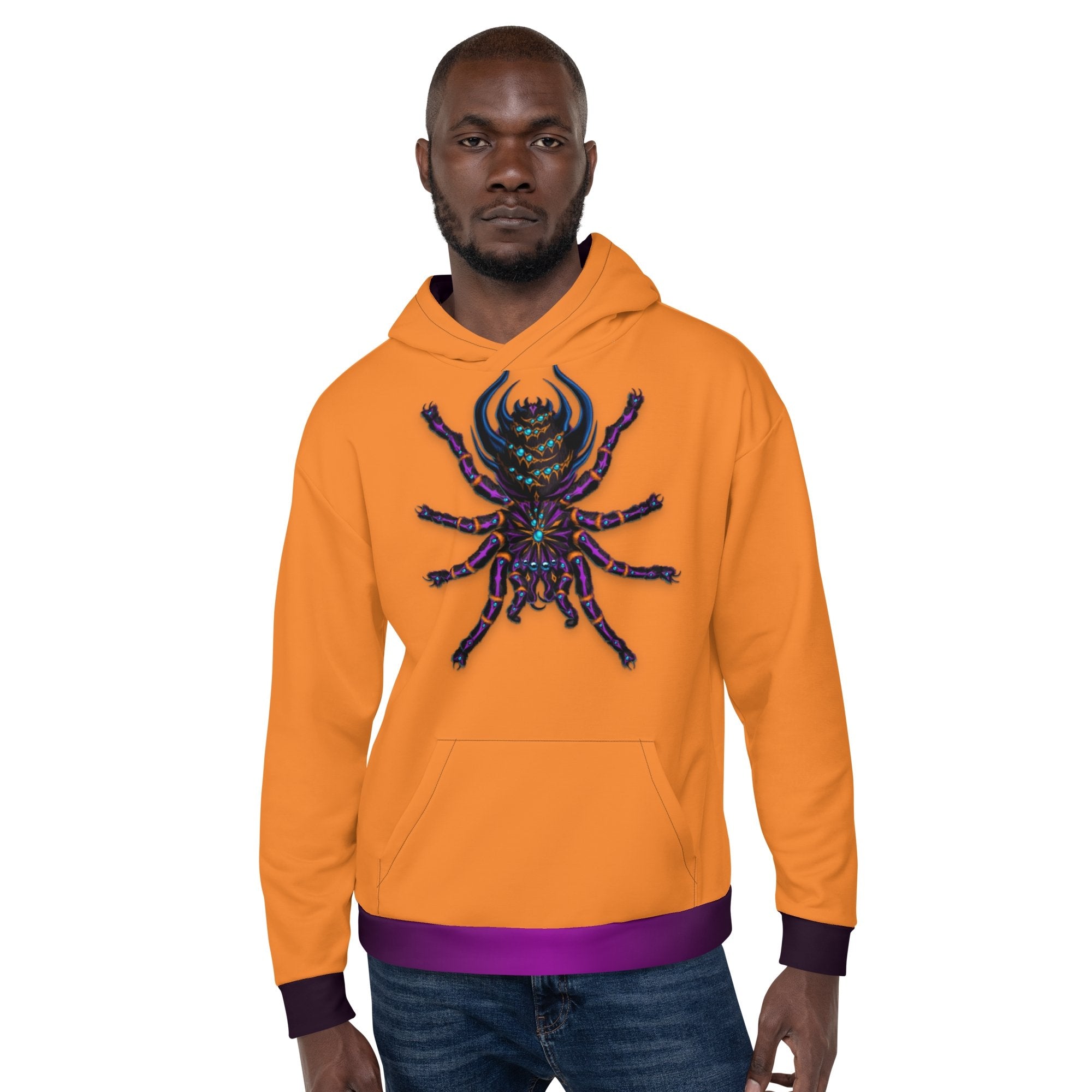 Halloween Sweater Orange Pullover Horror Streetwear Street Outfit Spider Hoodie Alternative Clothing Unisex Tarantula Neon Goth Abysm Internal