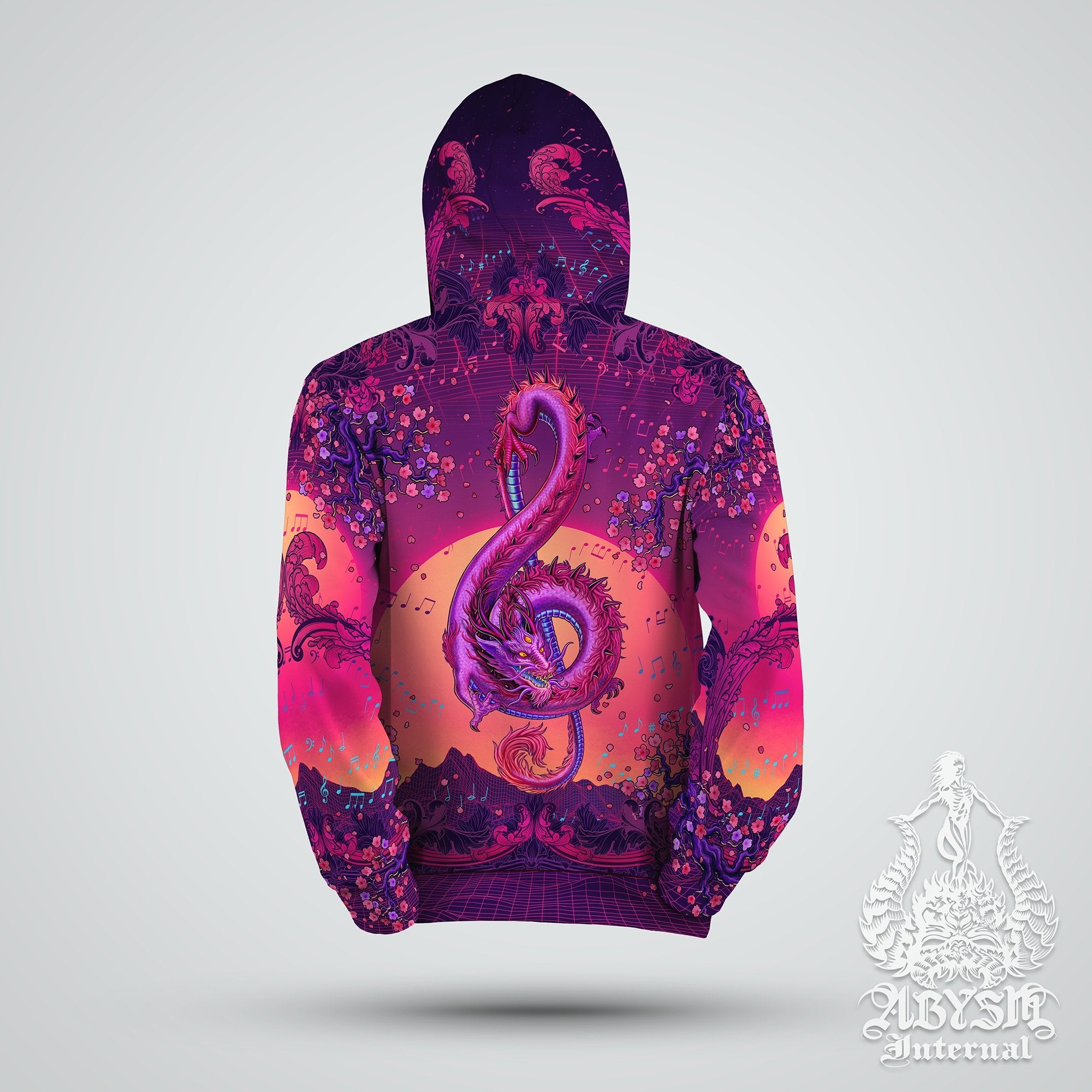 Synthwave Sweater, Trippy Outfit, Music Hoodie, Colorful Pullover,  Vaporwave Dragon Streetwear, Psychedelic Festival, Gamer 80s, Unisex -  Retrowave