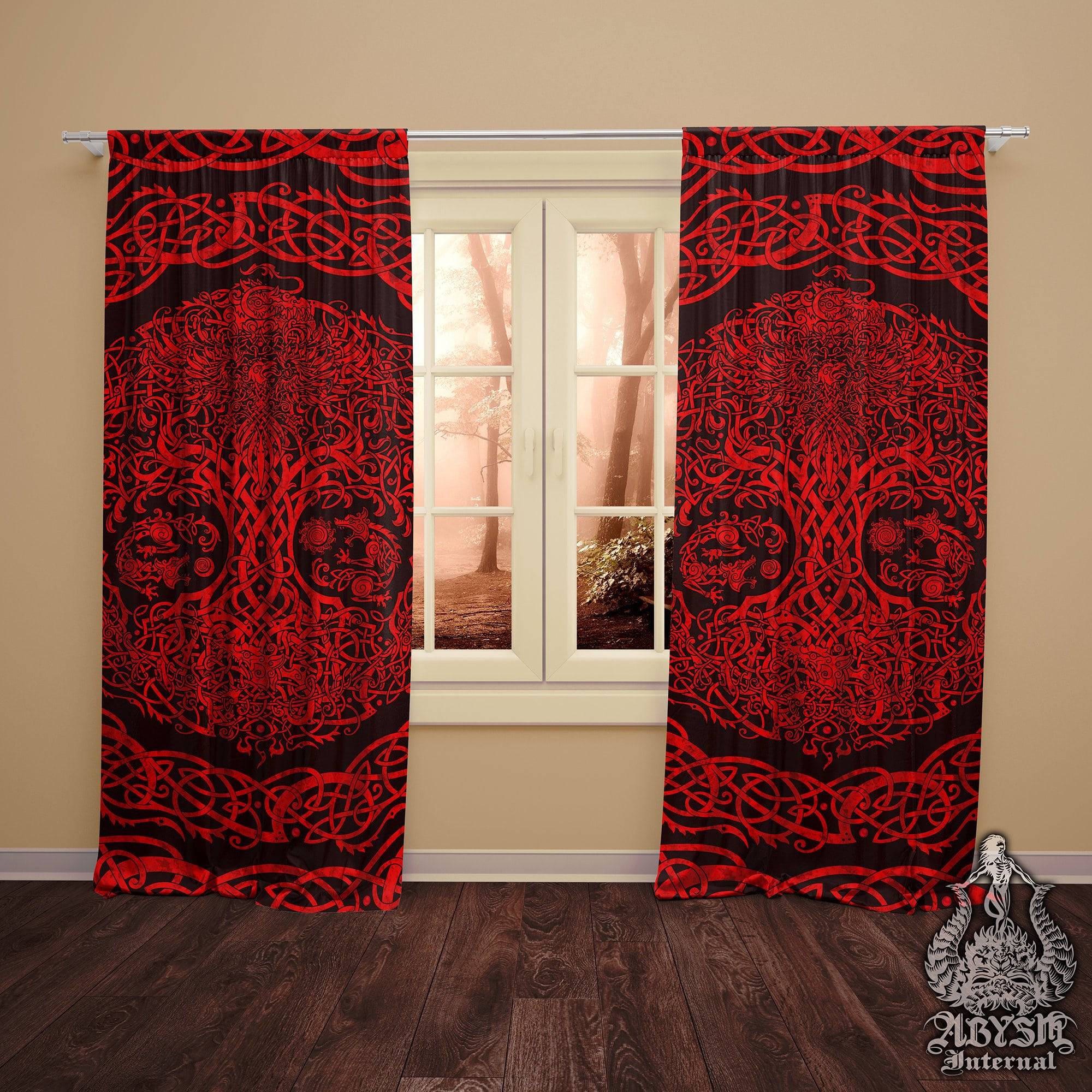 Tree of Life Handmade Window Curtains, Sun and Moon Print Window Drapes for Room Decor, Black and retailer White Curtain Set of 2 Panels