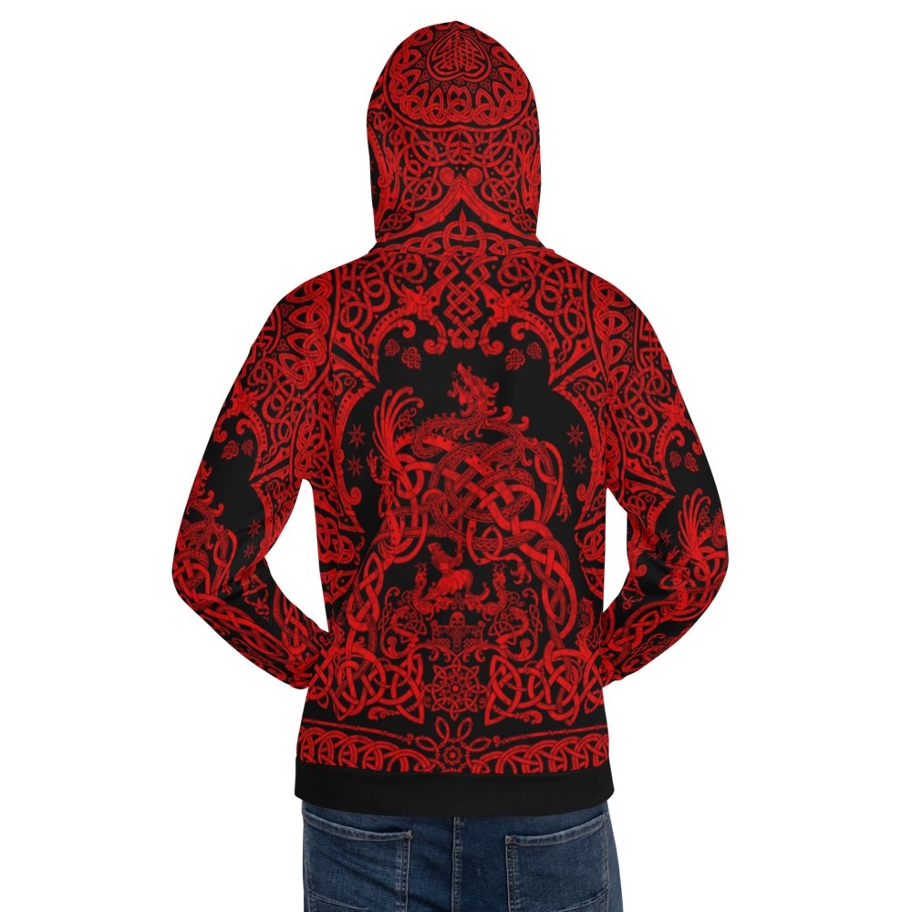 Viking Hoodie, Black and Red Pullover, Street Outfit, Norse Sweater, Nordic  Art Streetwear, Alternative Clothing, Unisex - Dragon Fafnir | Abysm  Internal